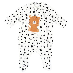 CHICCO velor bodysuit in off-white color with all over heart print.