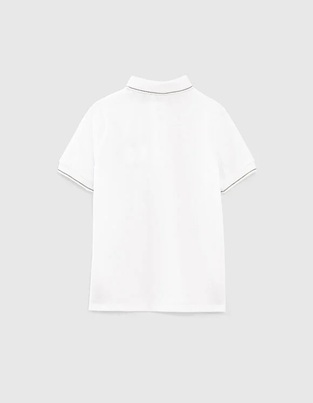 Ikks pique polo shirt in white color with embroidery.