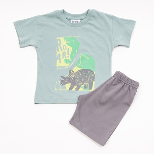 TRAX shorts set in mint color with "ROAR" logo.