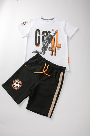 SPRINT shorts set in white color with football player print.