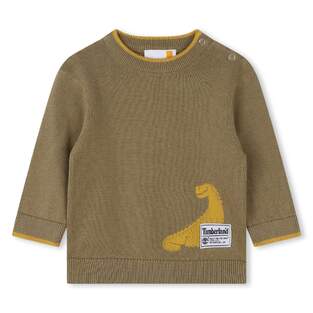 TIMBERLAND knitted blouse in dark beige color with dinosaur print.