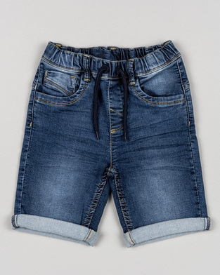 LOSAN denim shorts in blue with elastic waist.