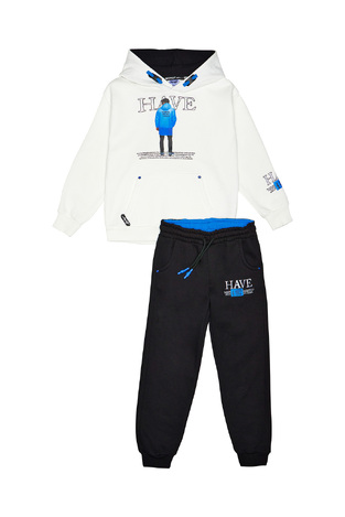 Set of SPRINT tracksuit in off-white color with embossed "HAVE" logo.