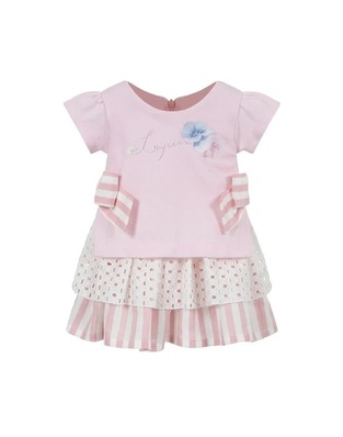 LAPIN HOUSE pink dress with kipur ruffles.