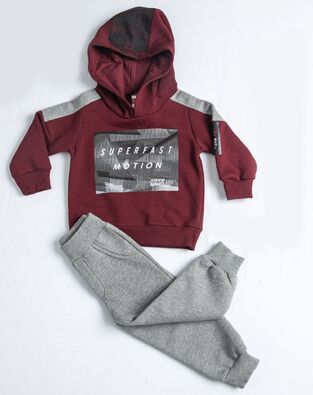 JOYCE tracksuit set, gray sweatpants and hooded sweatshirt. 