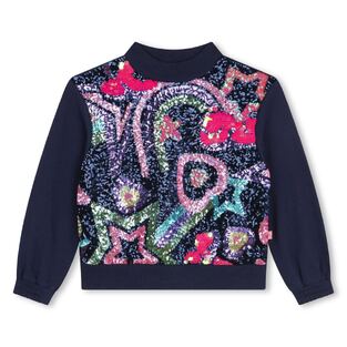 BILLIEBLUSH sweatshirt in dark blue with sequin pattern.