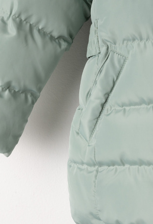 EBITA jacket in mint color with detachable hood.