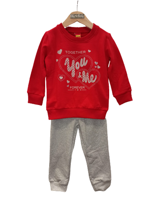 TRAX tracksuit set, heart print sweatshirt and sweatpants.