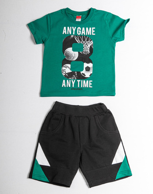 JOYCE shorts set, green top and bermuda shorts with pockets.