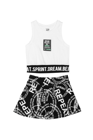 SPRINT shorts set in white color with a skirt look.