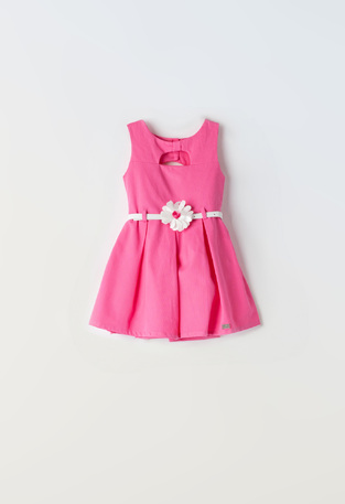 EBITA dress in fuchsia color with pleats.