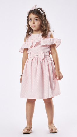 EBITA sleeveless dress in pink color with embossed design.