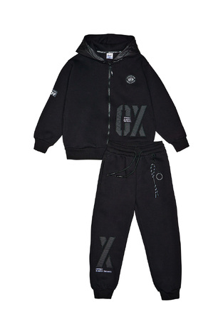 SPRINT tracksuit set in black color with cardigan.