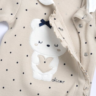 CHICCO cotton bodysuit in beige color with all over polka dot print.