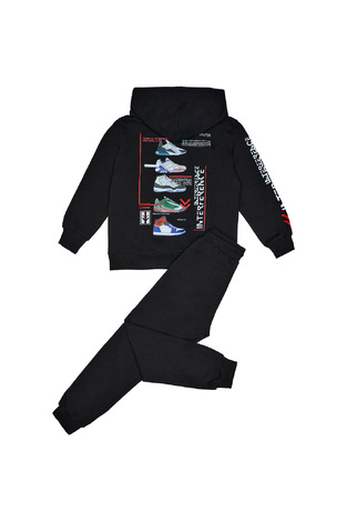 Seasonal SPRINT tracksuit set in black with embossed shoe print.