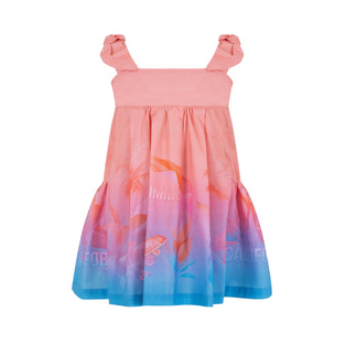 LAPIN HOUSE dress in peach color with all over print.