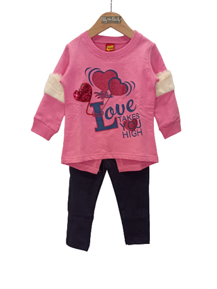 TRAX leggings set, front print sweatshirt and cotton elastic leggings.