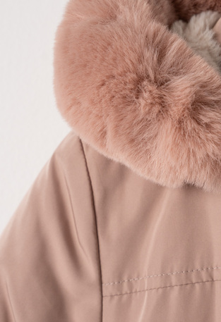 EBITA parka jacket in pink color with built-in hood.