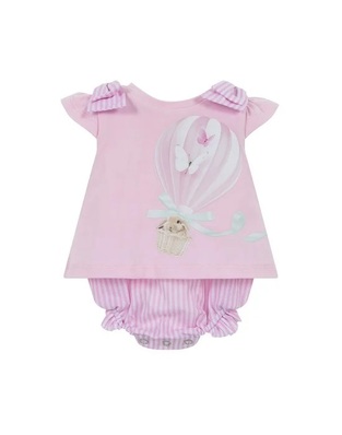 LAPIN HOUSE bodysuit in pink color with balloon print.