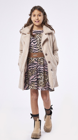 EBITA fur coat in beige color.