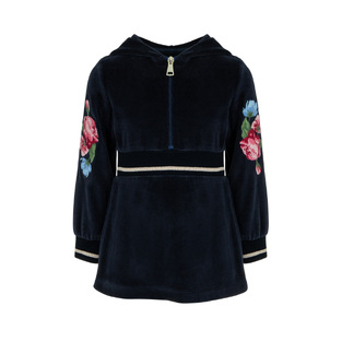 LAPIN HOUSE velor dress in dark blue color with hood.