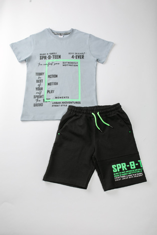 Set of gray SPRINT shorts with "ACTION" logo.