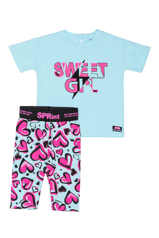 Set of capri leggings SPRINT in light blue with "SWEET GIRL" logo.