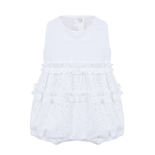 LAPIN HOUSE sleeveless bodysuit in white color with ribbon.