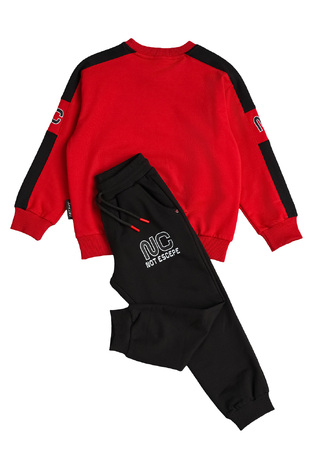 Seasonal SPRINT tracksuit set in red with tiger appliqué design.