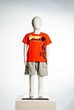 Set of JOYCE shorts, orange top and shorts with outer pockets.