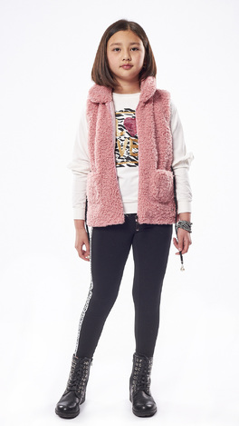 Set of leggings 3 pcs. EVITA in pink color with fur vest.