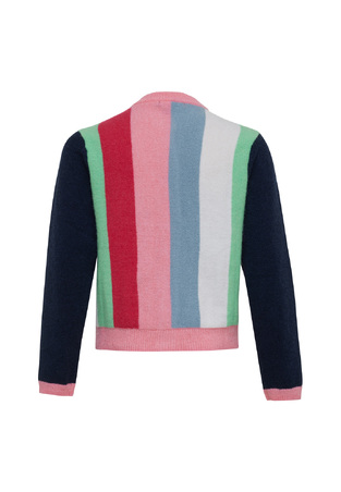 MEXX knitted cardigan in colorful striped pattern.