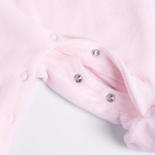 CHICCO baby set in pink with velor bodysuit, cap and bib.