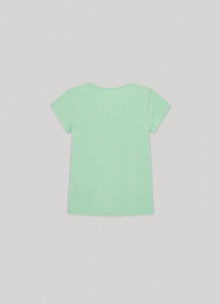 PEPE JEANS blouse in mint color with glitter print.