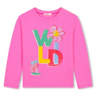 BILLIEBLUSH blouse in fuchsia color with embossed "WILD" logo.