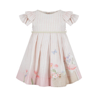 LAPIN HOUSE linen dress in pink color with all over striped design.