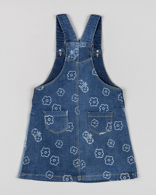 LOSAN denim dungarees in blue with all over floral print.