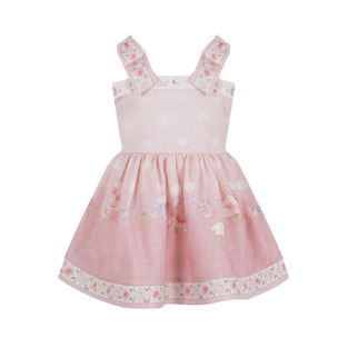 LAPIN HOUSE linen dress in pink color with cute flower print.