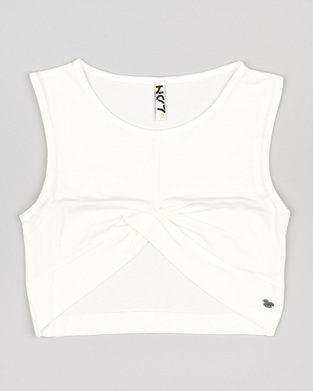 LOSAN top blouse in off-white color with grip in the waist.