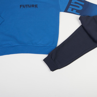 TRAX tracksuit set in blue raff color with embossed print.