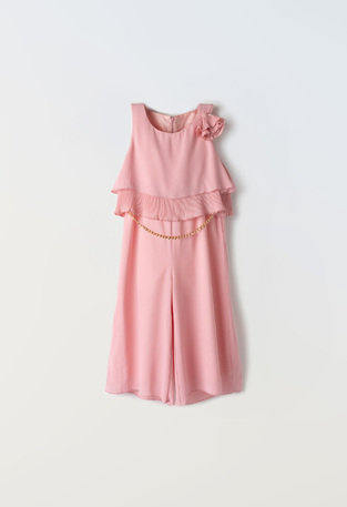 EBITA jumpsuit in pink color with a pleated design.