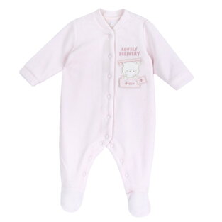 CHICCO velor bodysuit in pink color with embossed print.