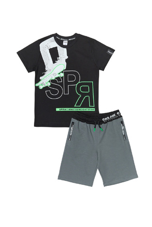 SPRINT shorts set in black with skate print.