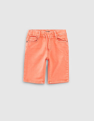 IKKS denim bermuda shorts in coral color with elastic waist.