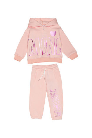 SPRINT tracksuit set in soft pink color with embossed metallic logo.