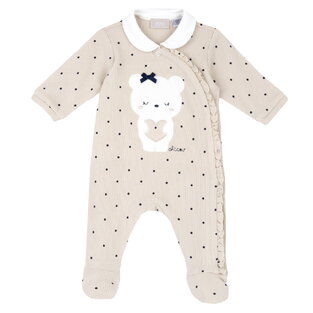 CHICCO cotton bodysuit in beige color with all over polka dot print.