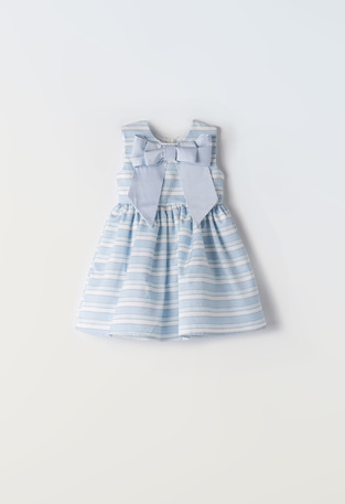 EBITA dress in siel color with striped design and impressive bow.