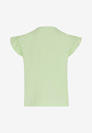 MEXX blouse in lime color with ruffles.