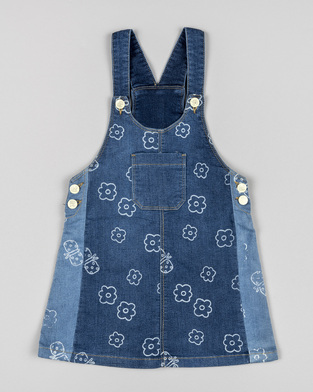 LOSAN denim dungarees in blue with all over floral print.