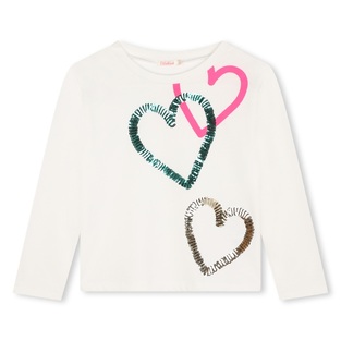 BILLIEBLUSH cotton blouse in off-white color with embossed heart print made of sequins.